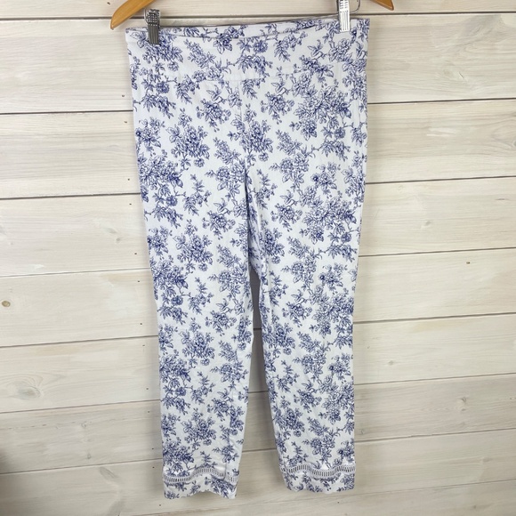 Van Heusen White Blue Floral Stretch Pants - Picture 1 of 6